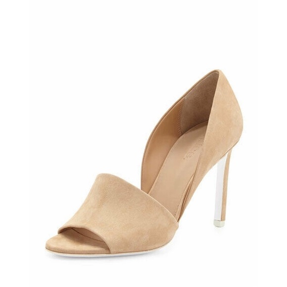 VINCE Saffron Nubuck Suede Peep Toe d'Orsay Pumps - Picture 1 of 5